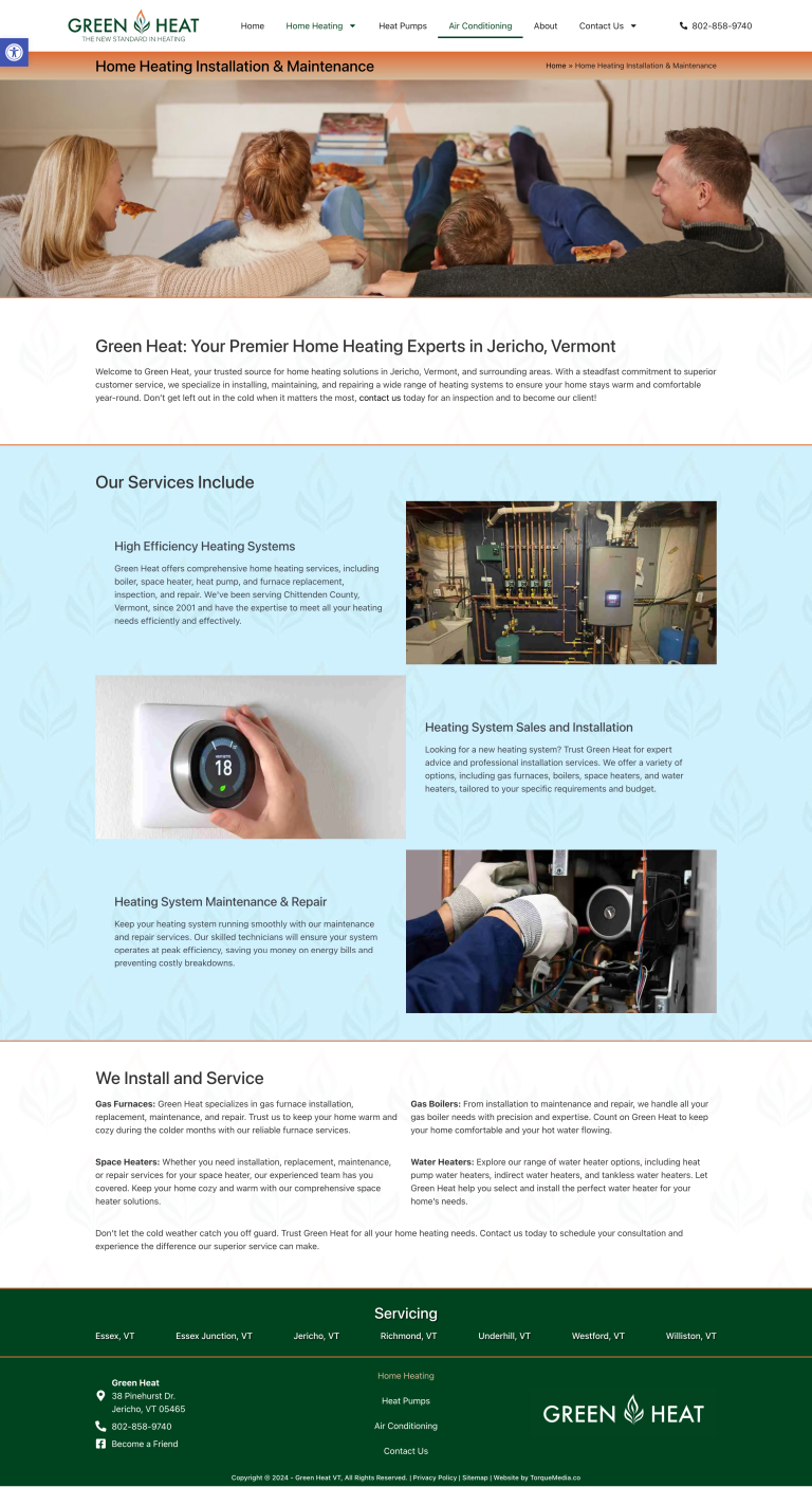 Andrew Stevens Heating website after redesign